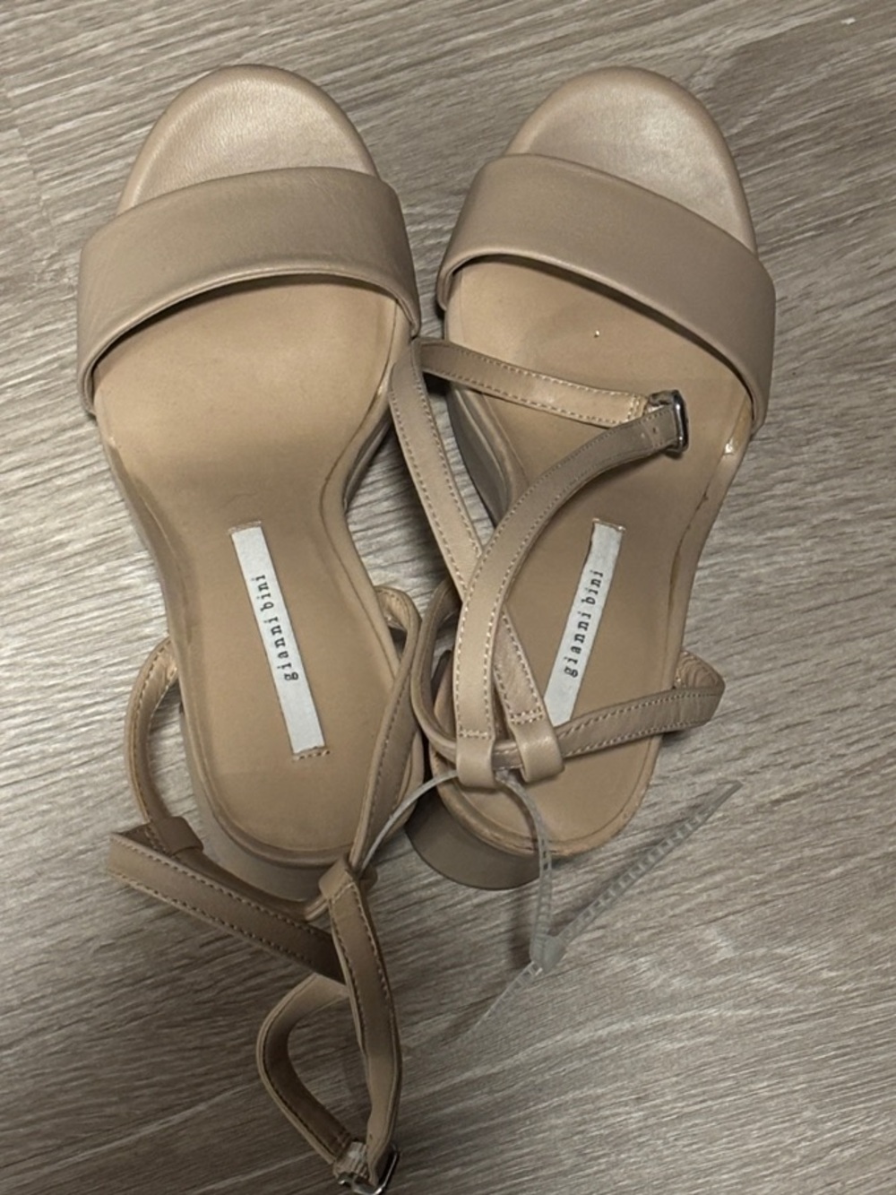Gianni Bini Nude/Tan Strappy Block Heel Sandals